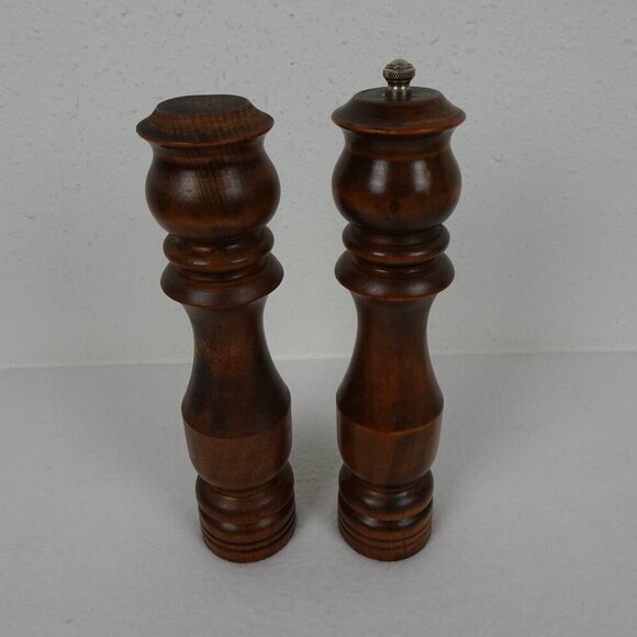 Woodcrest By Styson Wooden Salt Shaker Pepper Grinder 10 Inches MCM Vintage - Picture 2 of 16